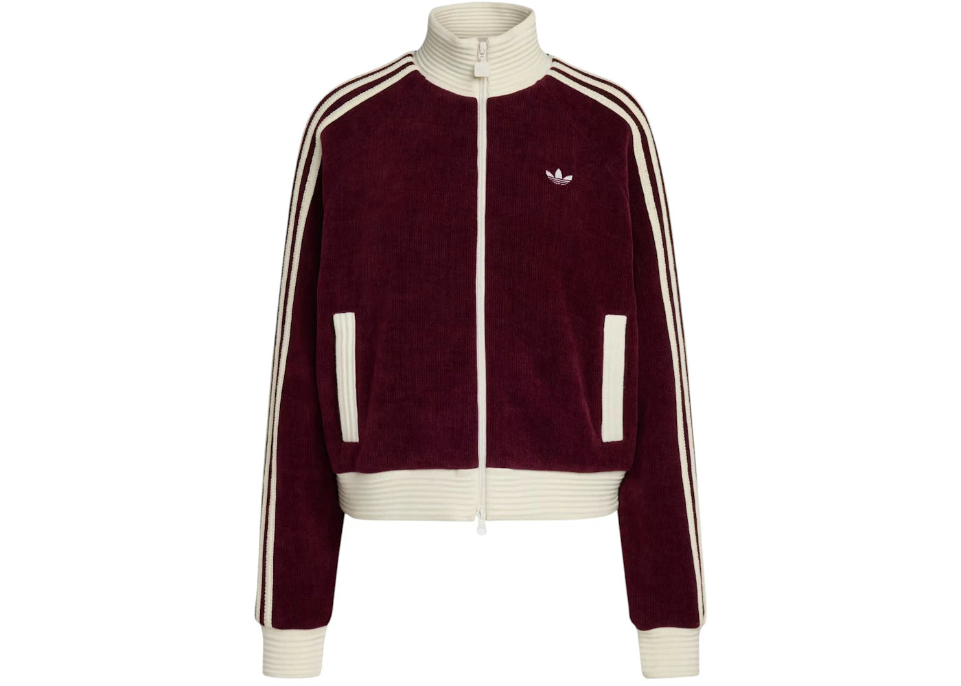 adidas Women's Velour Knit Track Top Maroon -1