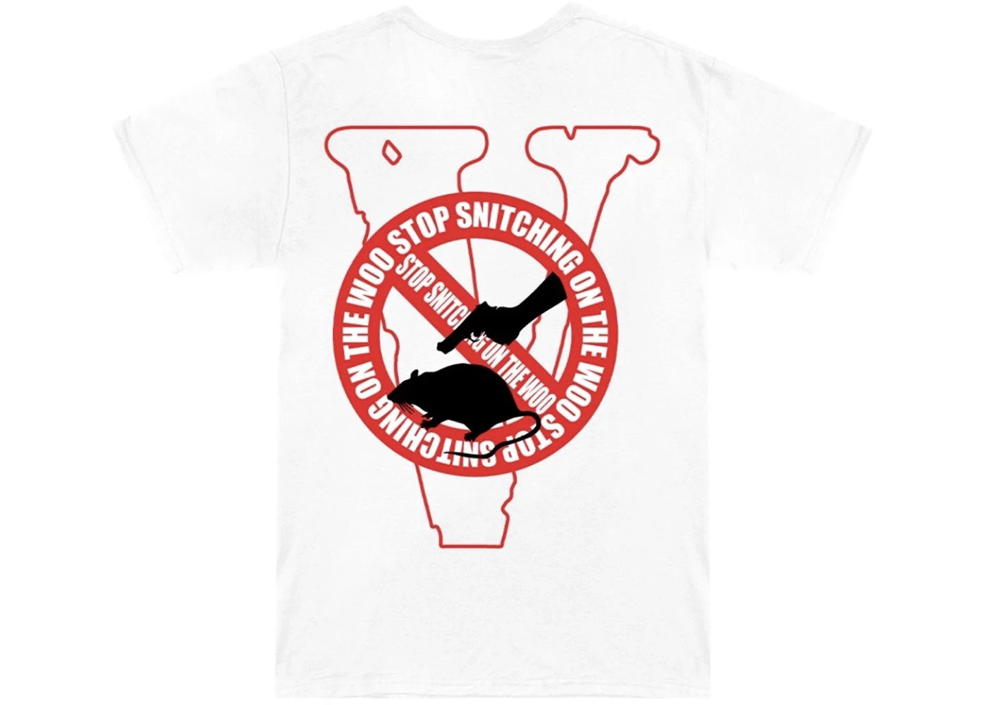 Pop Smoke x Vlone Stop Snitching T-Shirt White/Red -1