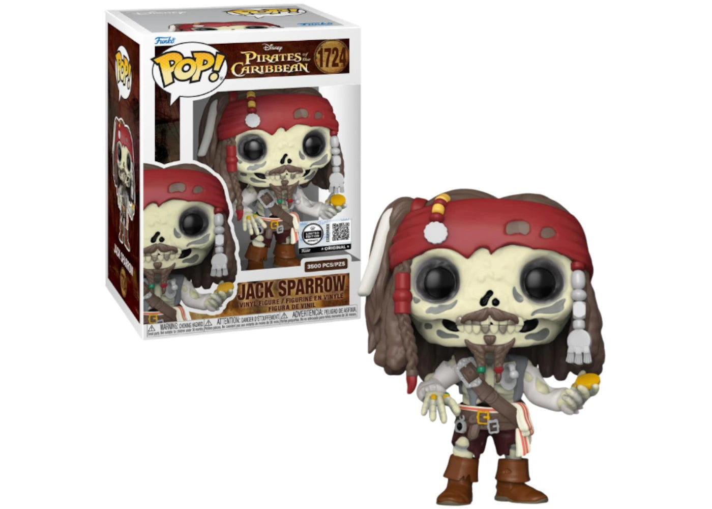 Funko Pop! Pirates of the Caribbean-Skeleton Jack Sparrow-Limited Edition 3500 Pcs Figure #1724 -1