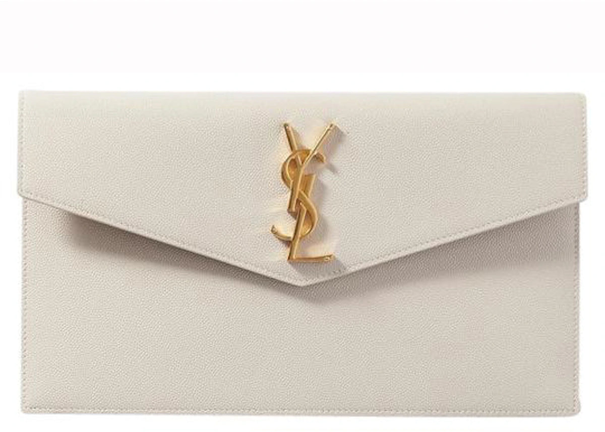 Saint Laurent Uptown Pouch Grain de Poudre White -1