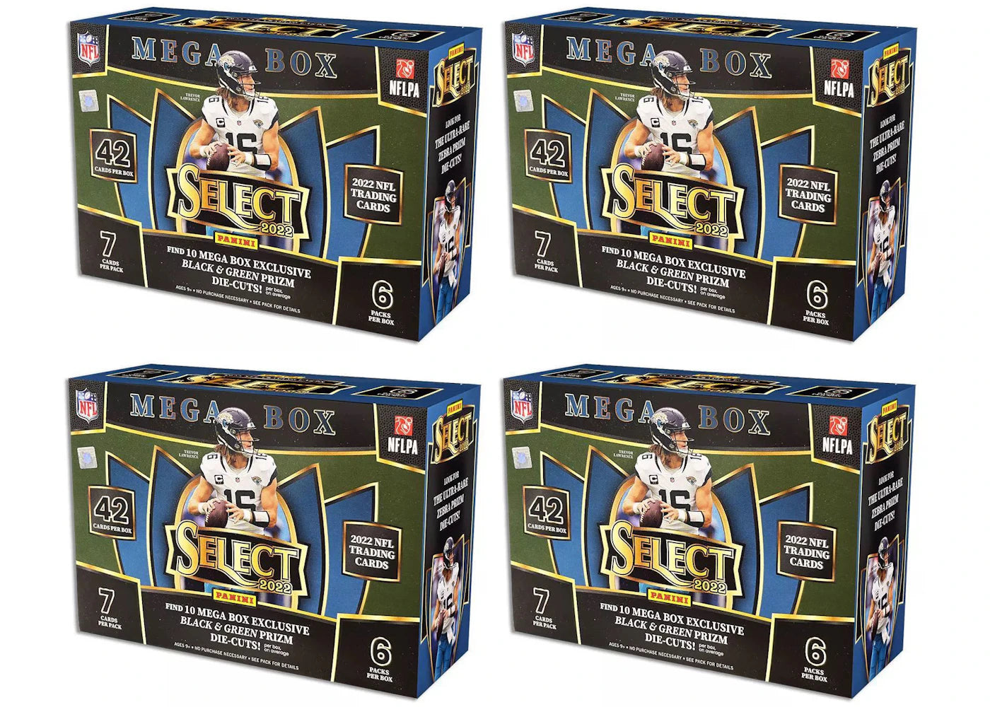 2022 Panini Select Football Mega Box (Black & Green Prizms) 4x Lot -1