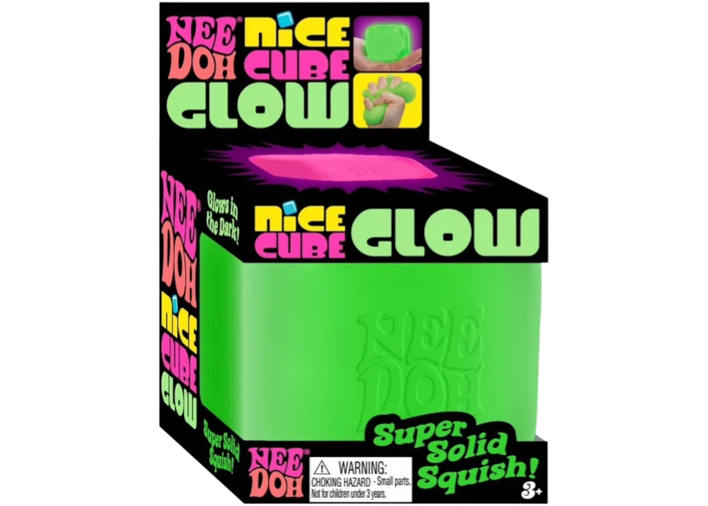 NeeDoh Nice Cube Glow Squishy Fidget Toy Green -1