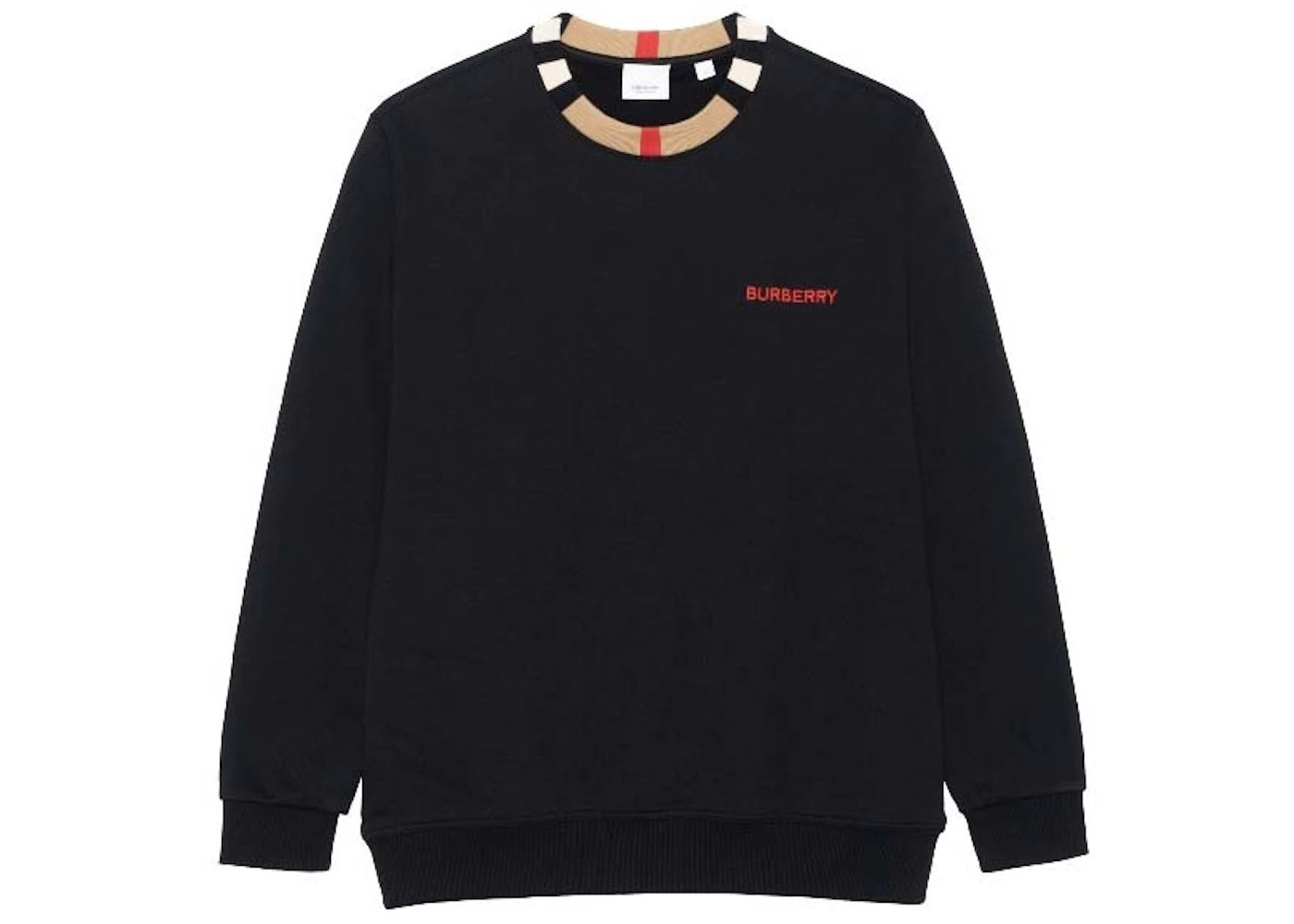 Burberry Icon Stripe Trim Cotton Sweatshirt Black -1
