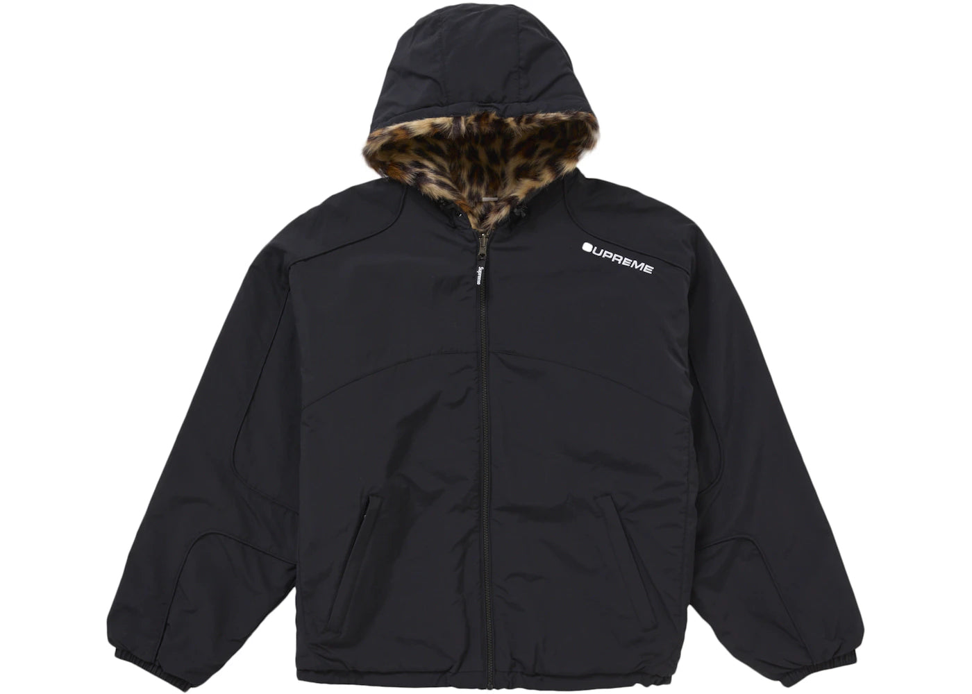 Supreme Faux Fur Reversible Hooded Track Jacket Black -1