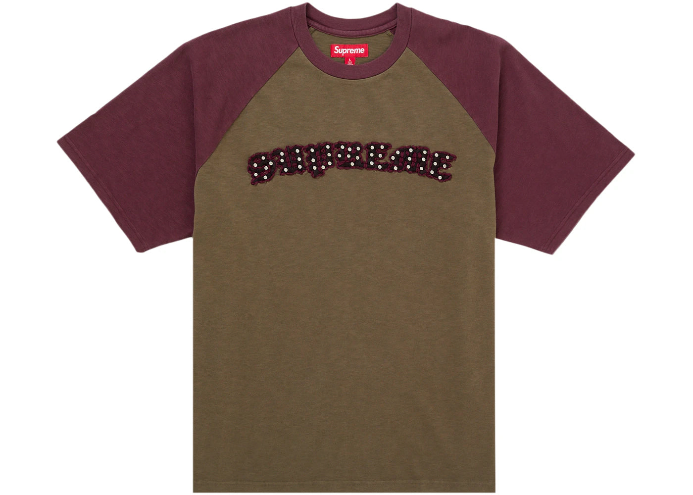 Supreme Rhinestone Raglan S/S Top Olive -1