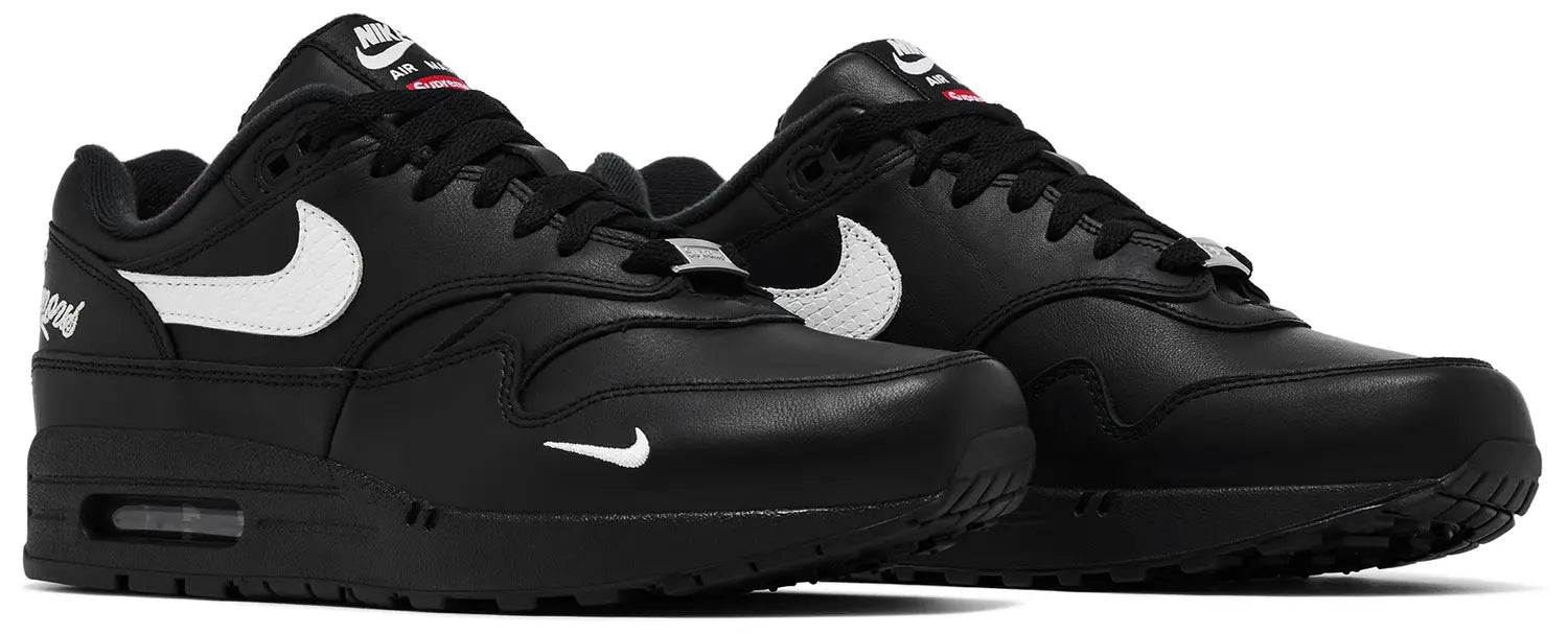 Pair Nike Air Max 1 '87 SP Supreme Black White