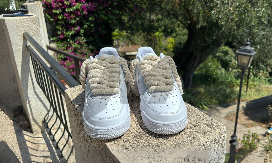 Pair front Air Force 1 White Ropes Laces