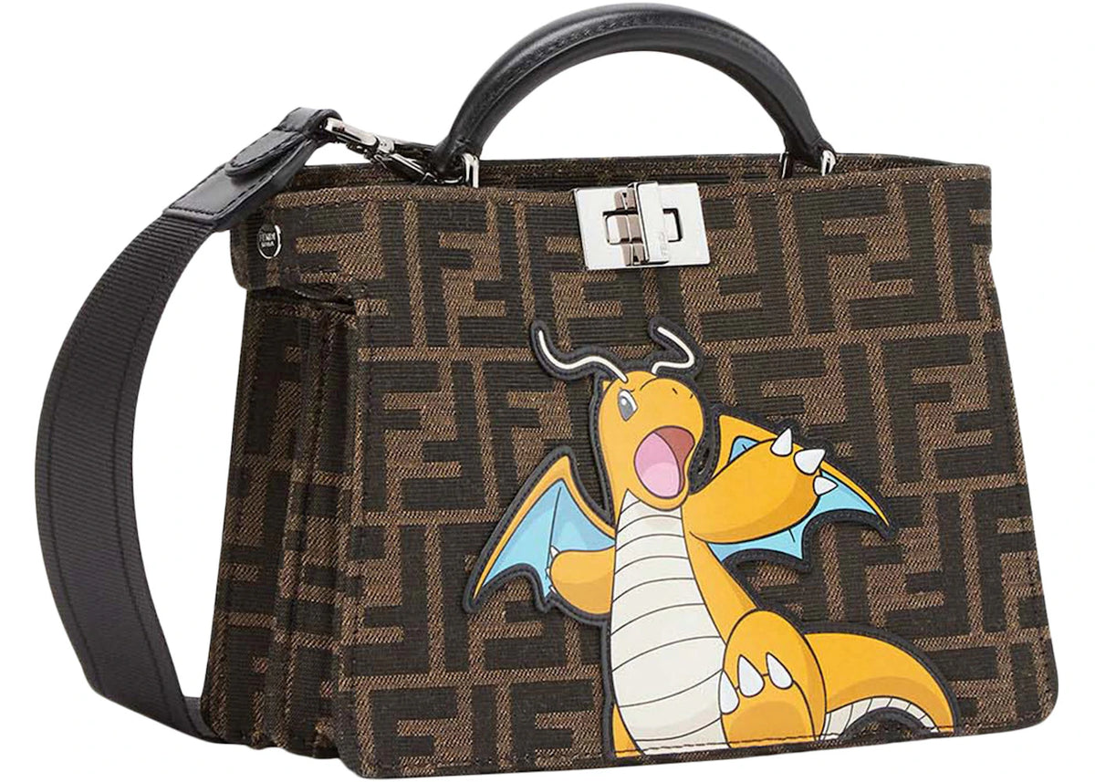 Fendi x FRGMT x Pokemon FF Fabric Bag Peekaboo ISeeU X-Cross Brown -1