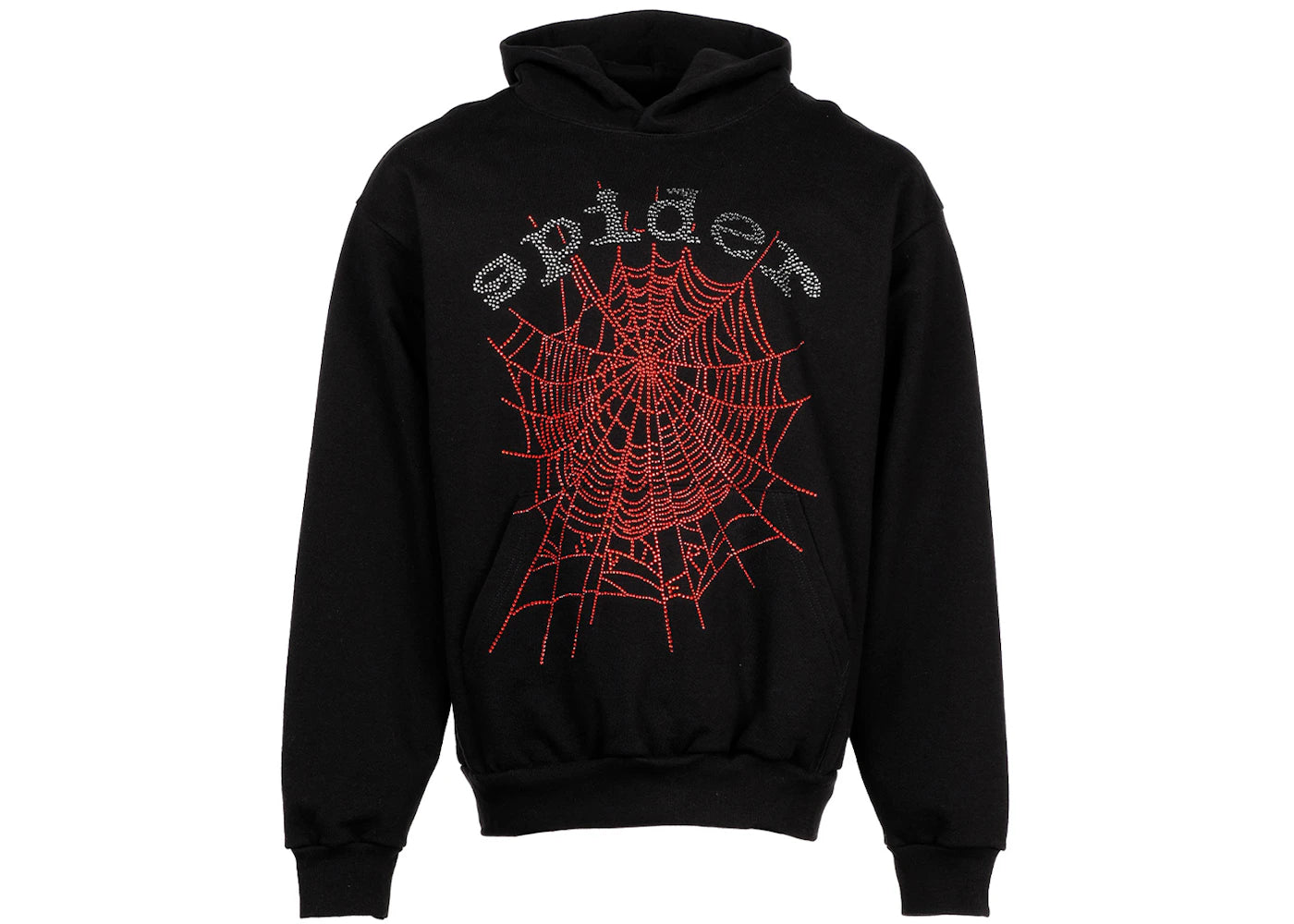 Sp5der OG Rhinestone Logo Hoodie Black -1