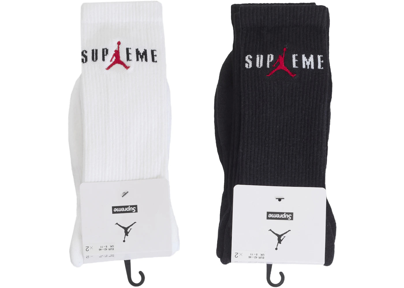 Supreme Jordan Crew Socks (2 Pack) Black/White -1