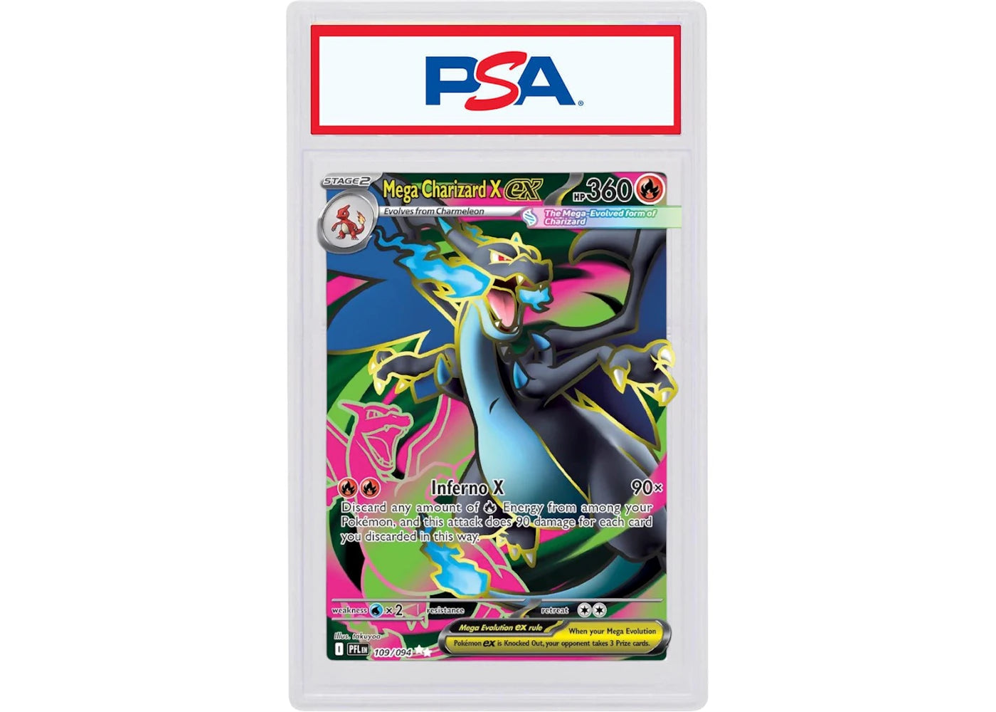 Mega Charizard X ex 2025 Pokémon Scarlet & Violet Phantasmal Flames 109/094 (PSA or BGS Graded) -1