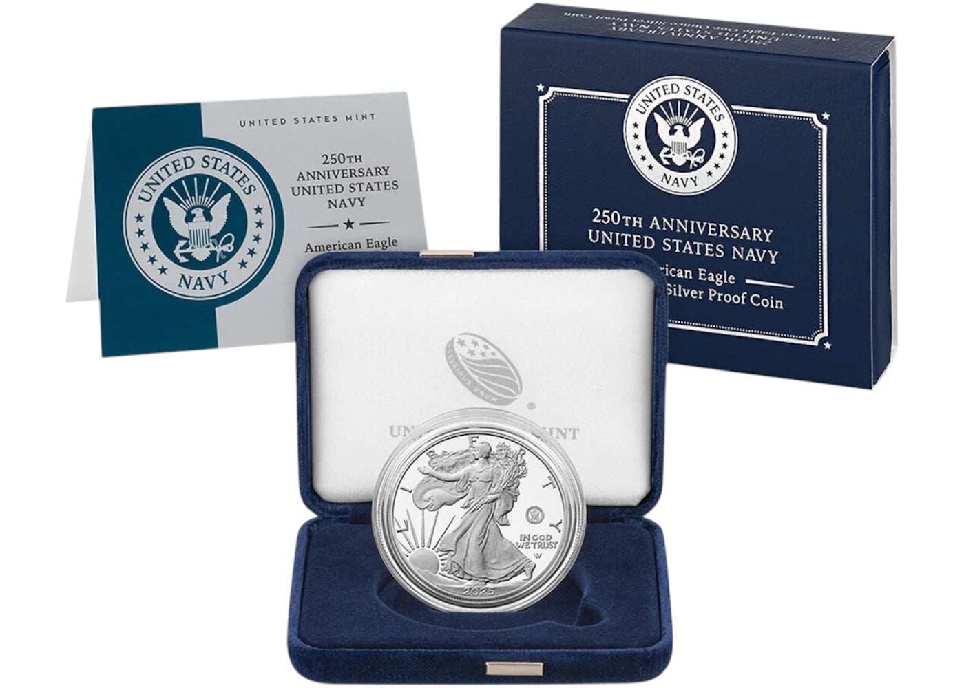 United States Mint 250th Anniversary United States Navy American Eagle One Ounce Silver Proof Coin San Francisco (S) -1