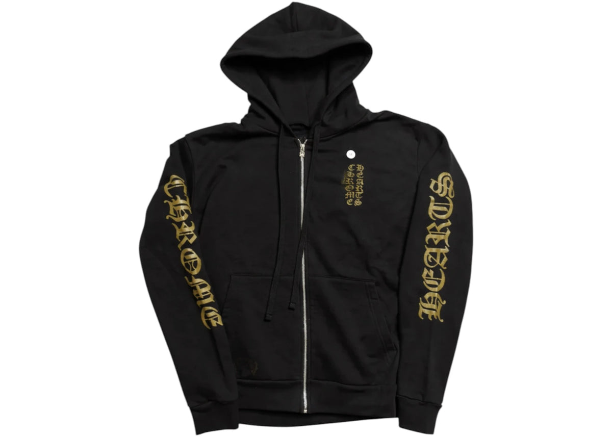 Chrome Hearts Vertical Logo Zip Up Hoodie Black/Army Green -1