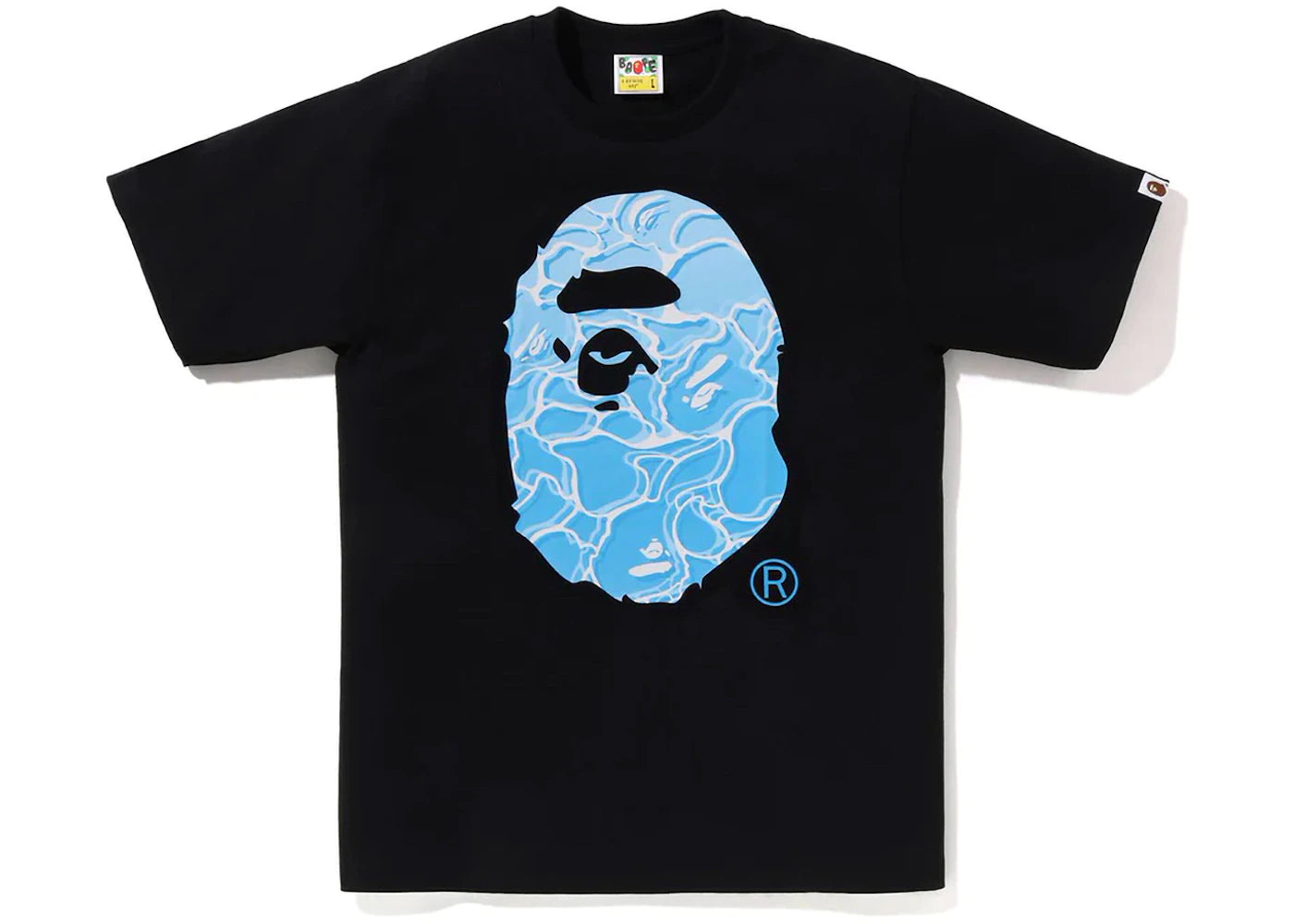 BAPE ABC Sea Surface Camo Ape Head Tee Black -1