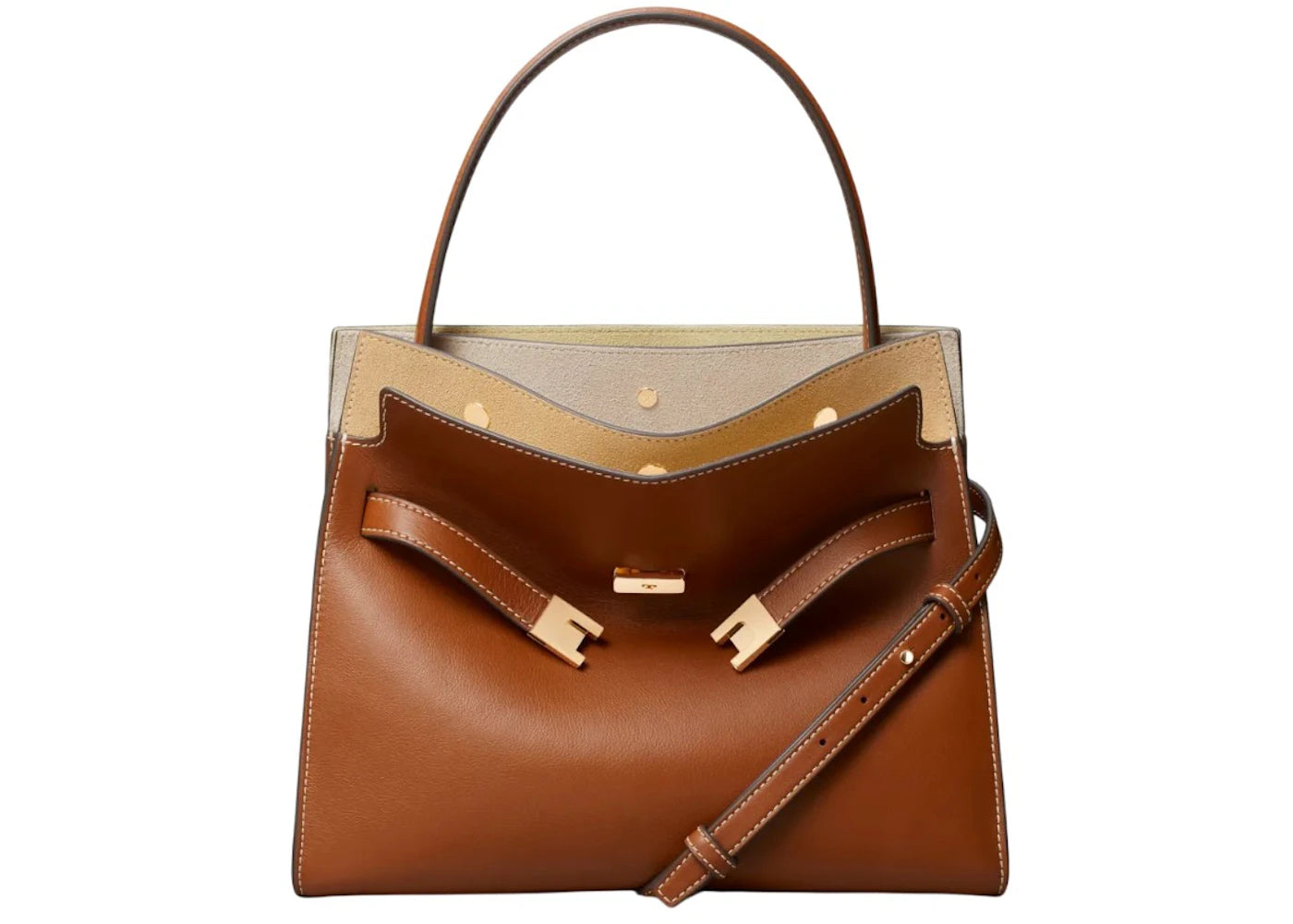 Tory Burch Lee Radziwill Small Double Bag Aged Tan -1