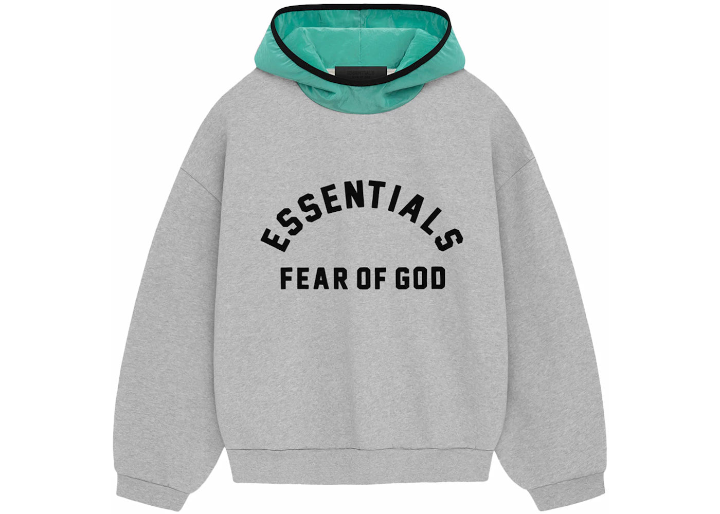 Fear of God Essentials Nylon Fleece Hoodie Light Heather Grey/Mint Leaf -1