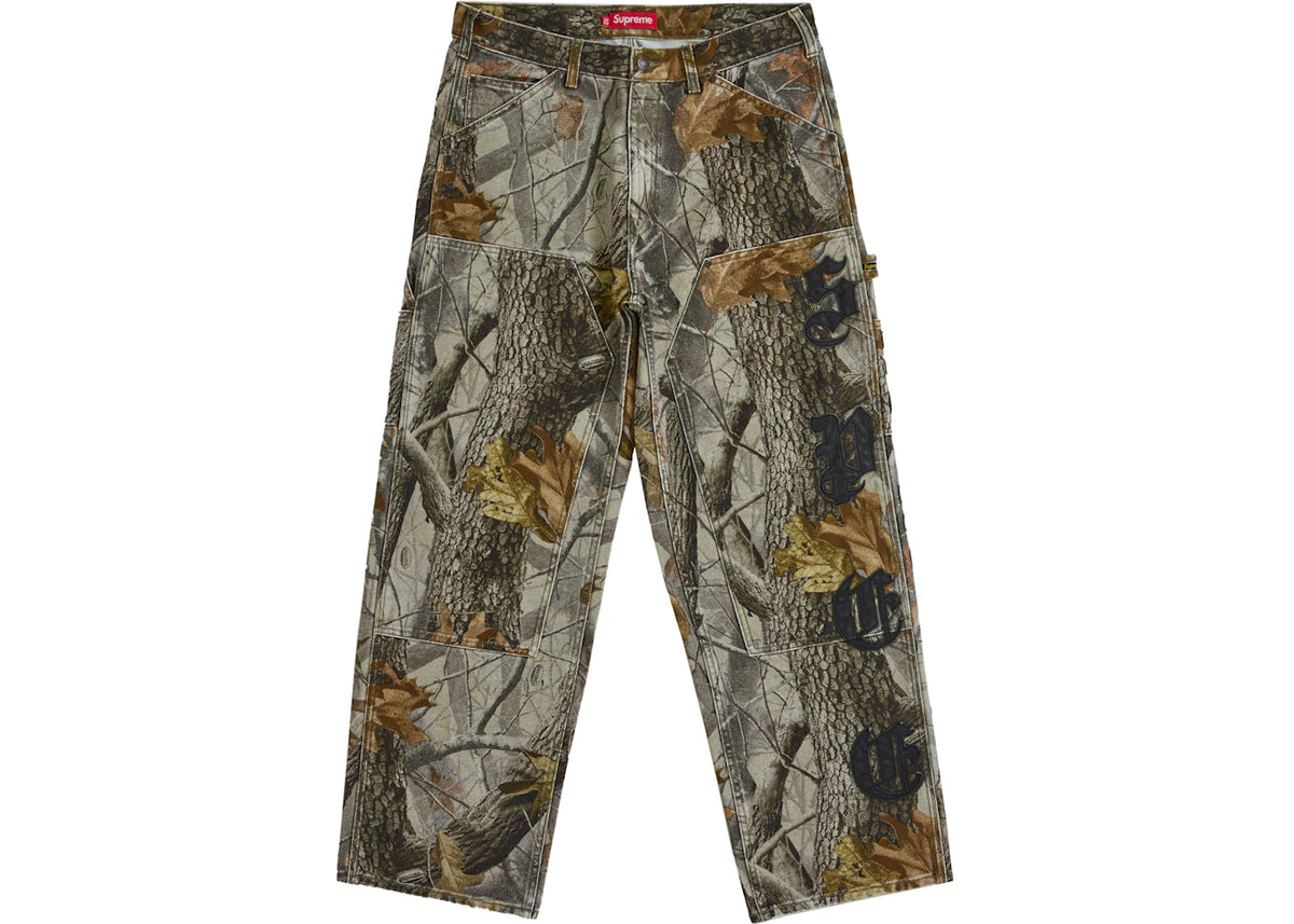 Supreme Leather Applique Double Knee Painter Pant Realtree Hardwoods Camo -1