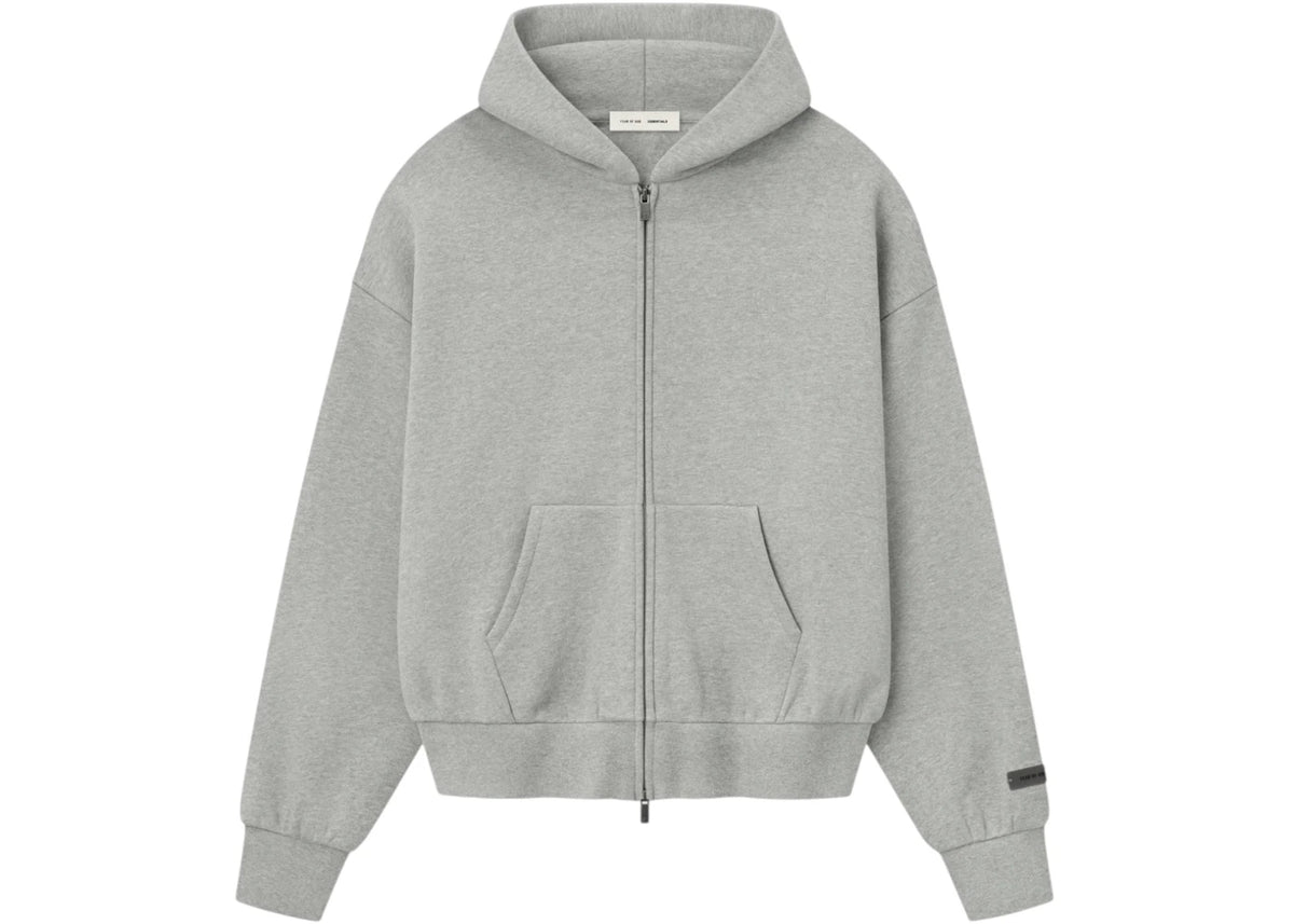Fear of God Essentials Classic Fleece Zip-Up Hoodie Concrete Heather -1