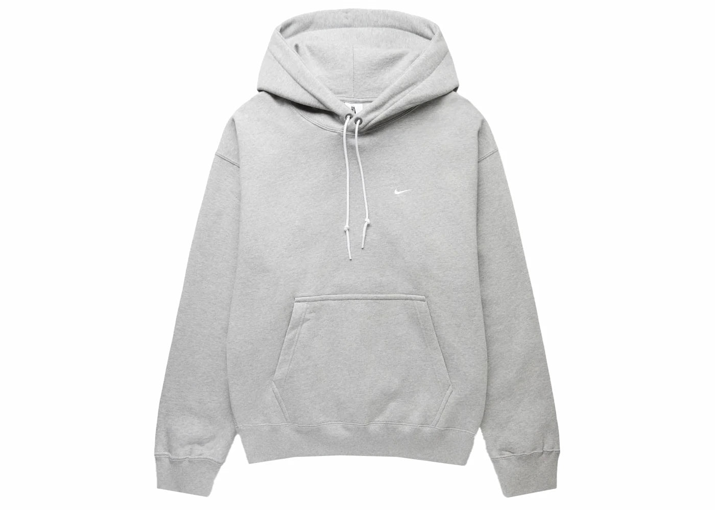 Nike Solo Swoosh Fleece Pullover Hoodie Dark Grey Heather/White -1