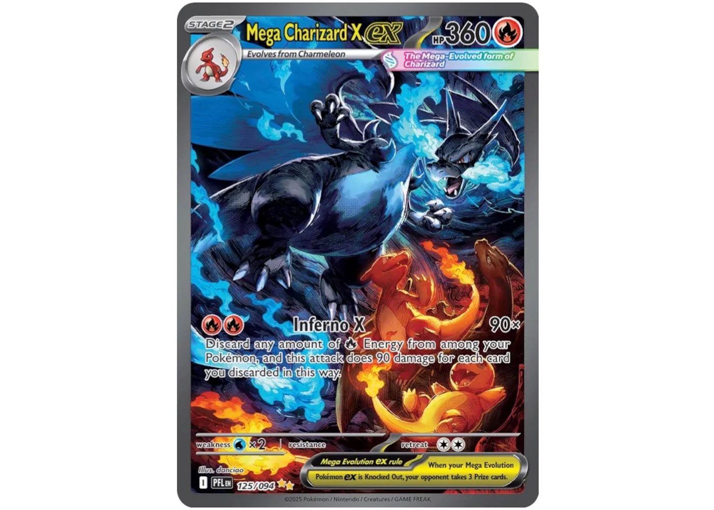 Mega Charizard X ex 2025 Pokémon Scarlet & Violet Phantasmal Flames Special Illustration Rare 125/094 Ungraded -1