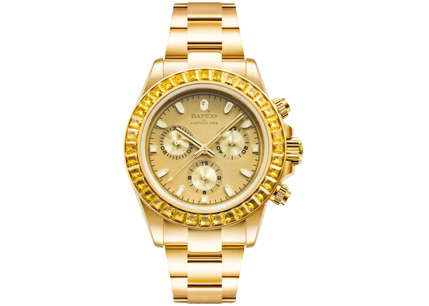 BAPE Type 4 BAPEX Crystal Stone Gold Watch Gold -1