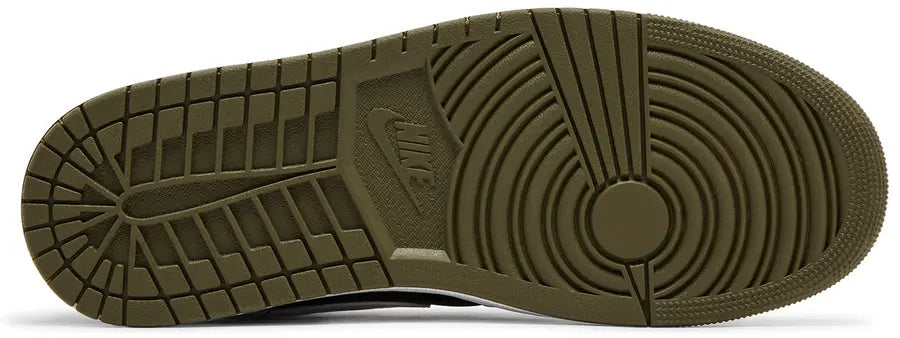 Sole Jordan 1 Mid Black White Olive