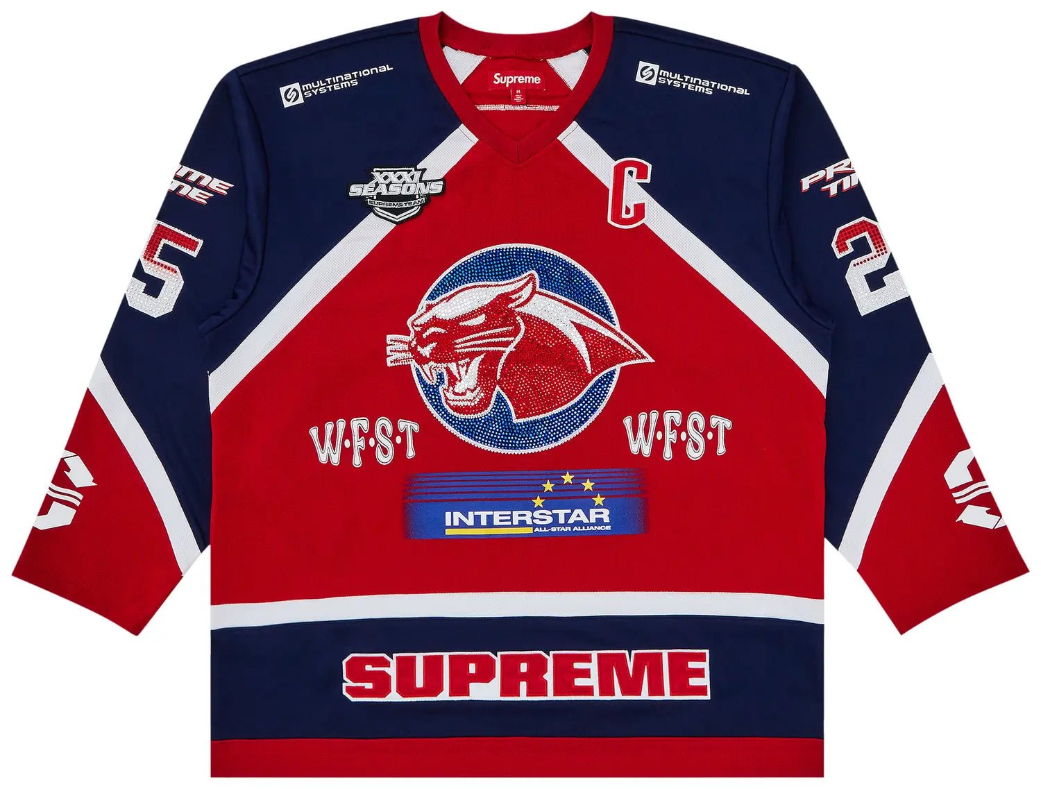Supreme Rhinestone Hockey Jersey Red