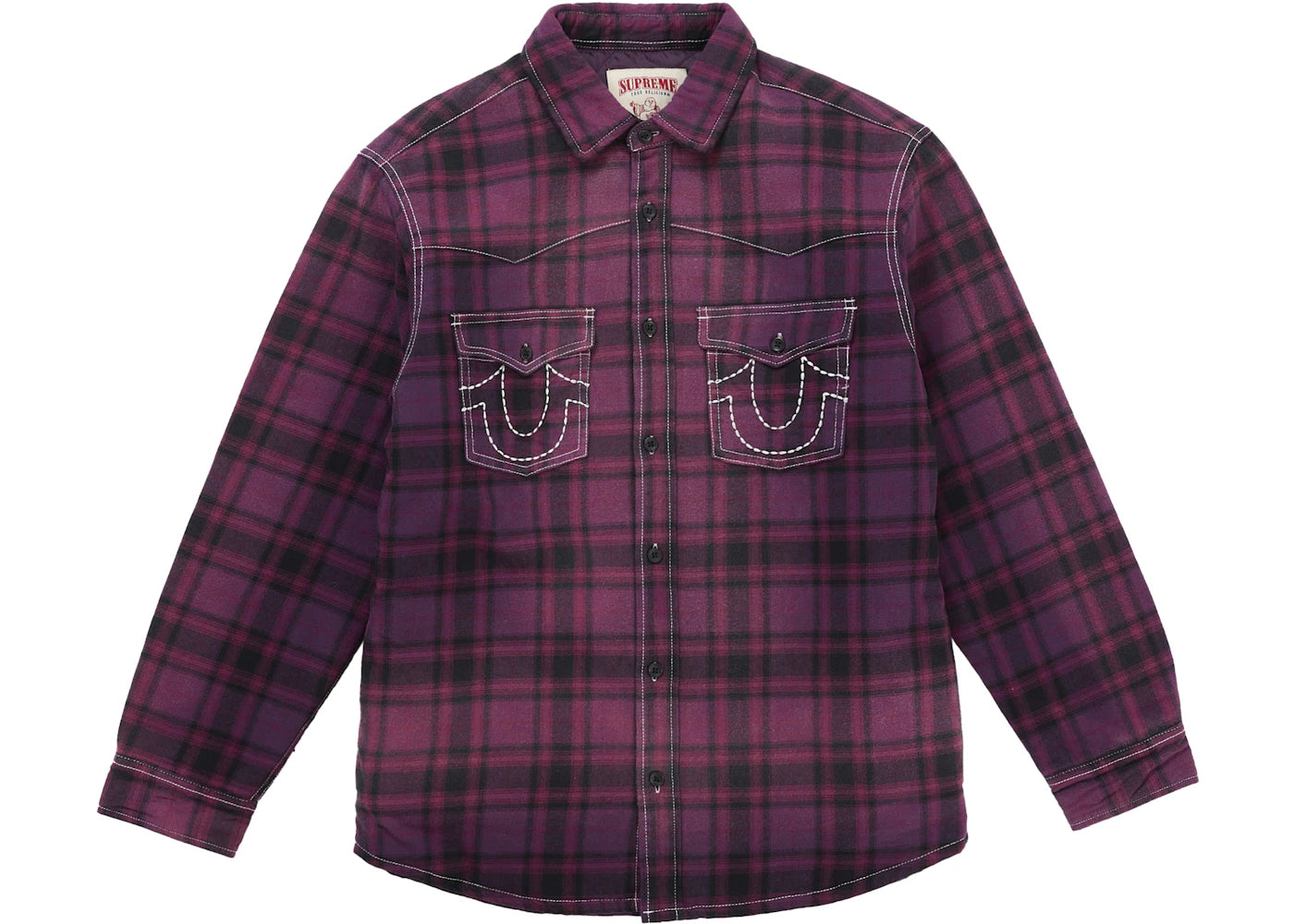 Supreme True Religion Quilted Lined Plaid Flannel Shirt Purple