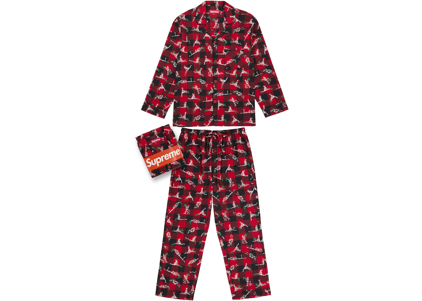 Supreme Hanes Holiday Pajama Set Red -1