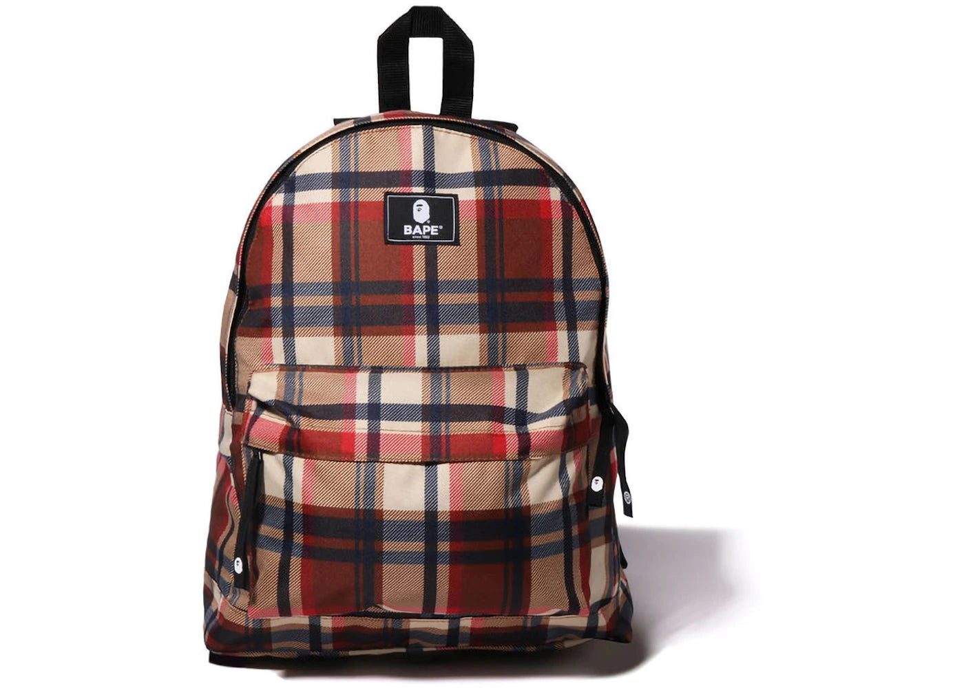 BAPE Check Daypack Backpack Red -1