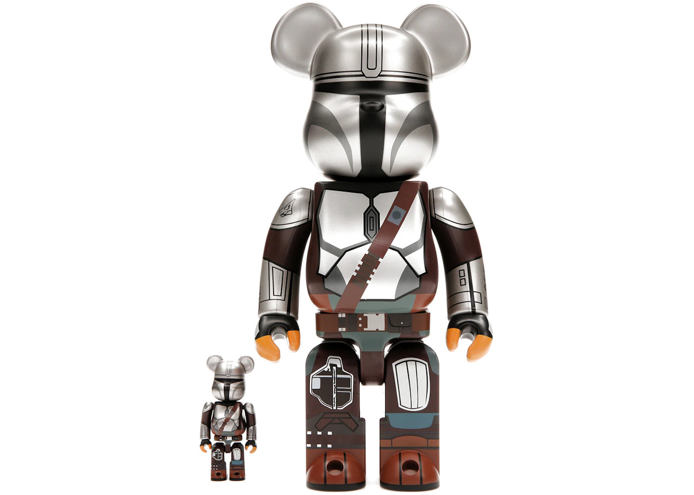 Bearbrick x Star Wars The Mandalorian Beskar Armor 100% & 400% Set -1