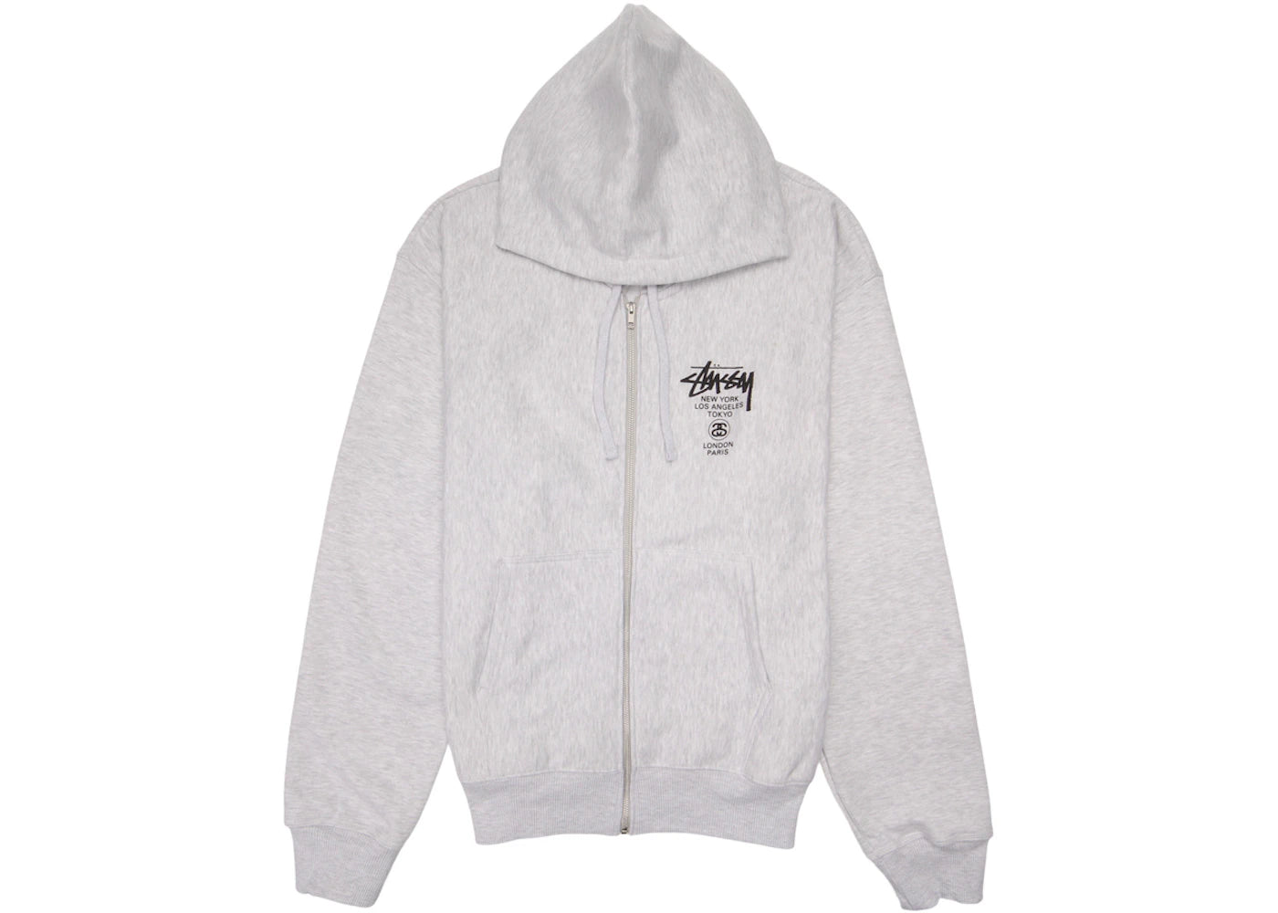 Stussy World Tour Zip Hoodie Ash Heather -1