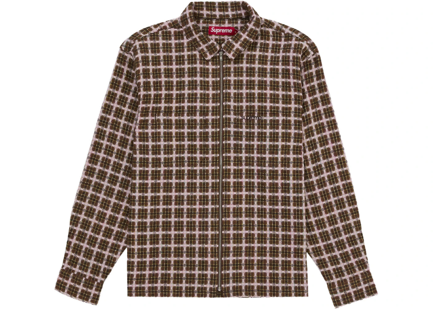 Supreme Metallic Plaid Zip Up Shirt Multicolor -1