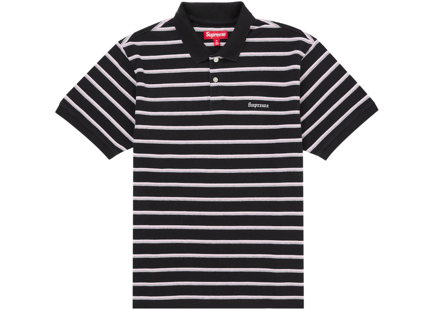 Supreme Washed Stripe Polo Black -1