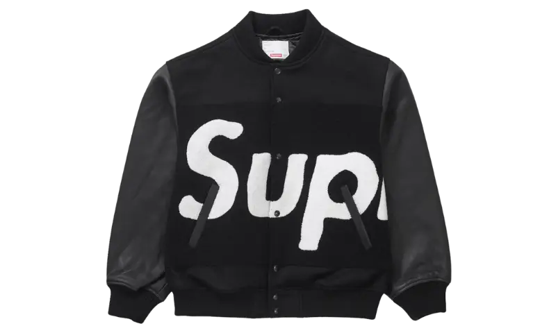 Supreme Big Logo Chenille Varsity Jacket Black - MTHOR SHOP