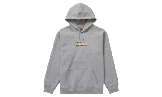 Supreme Burberry Box Logo Hooded Sweatshirt Heather Grey - MTHOR SHOP