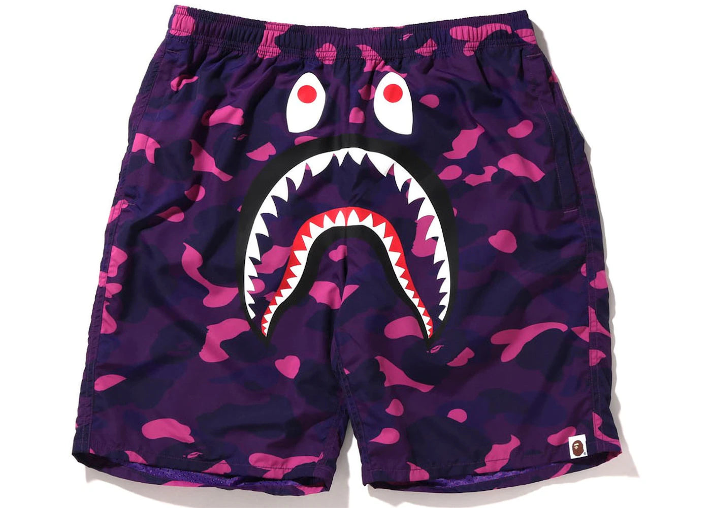 BAPE Color Camo Shark Beach Shorts (SS22) Purple -1