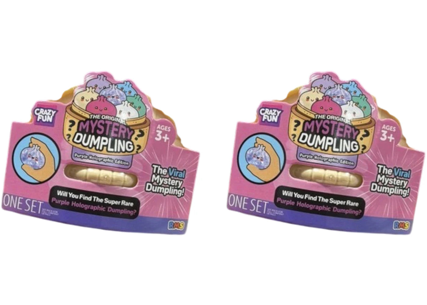 Squishy Bun Holographic Mystery Squishy "Dumpling" (Purple Holographic Glitter Chase Version) Blind Box 2x Lot -1