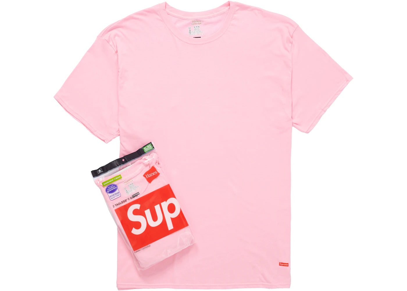 Supreme Hanes Tagless Tees (2 Pack) Pink -1