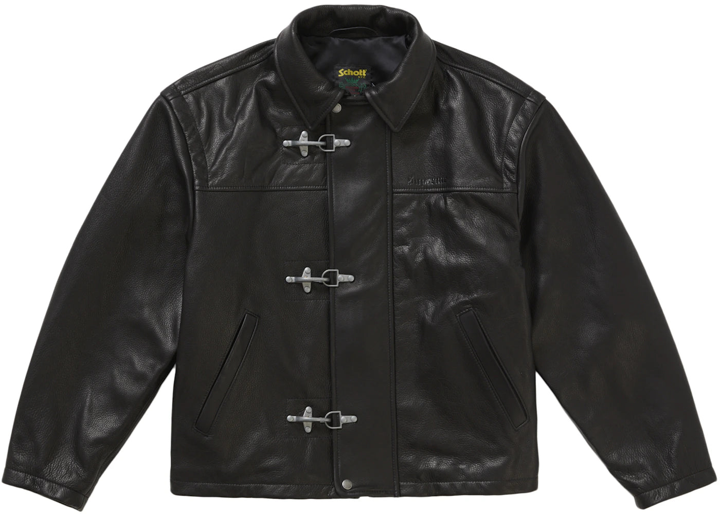 Supreme Schott Leather Clip Jacket Black -1