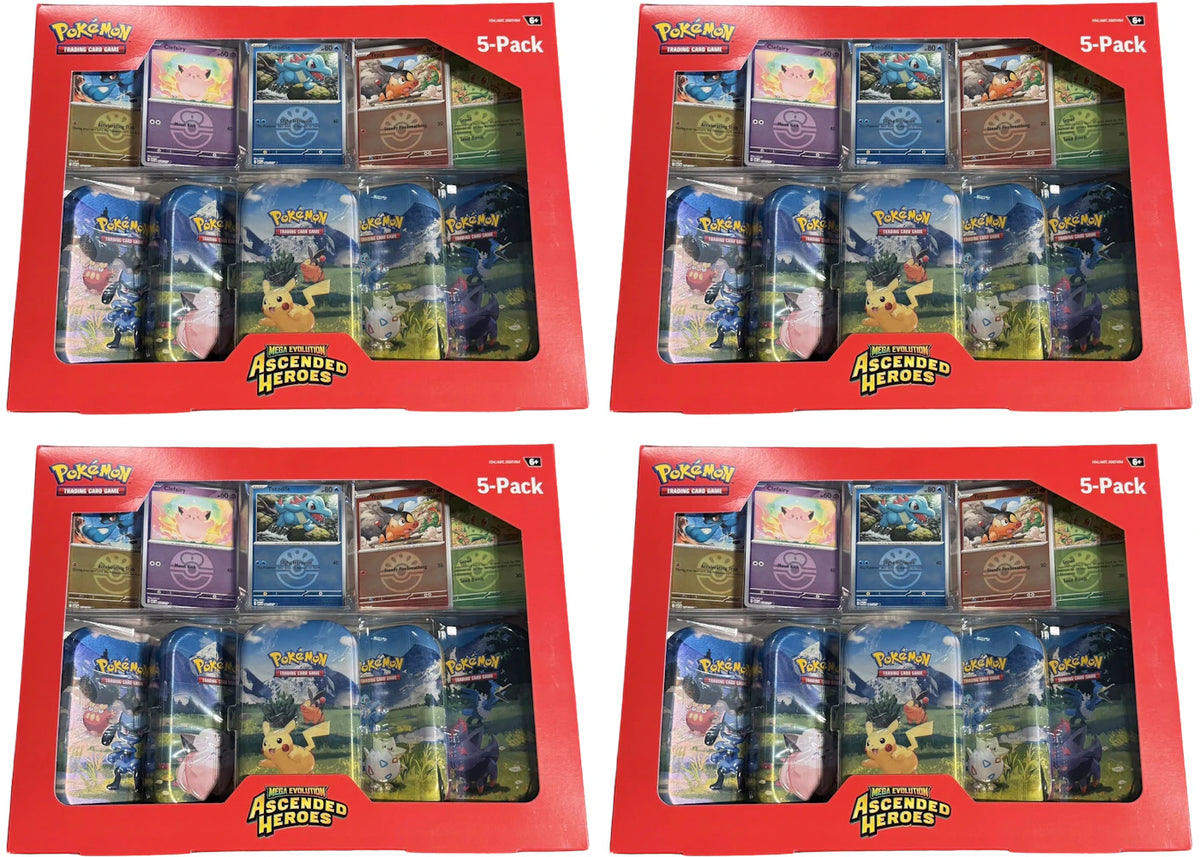 2026 Pokémon Mega Evolution Ascended Heroes Mini Tins 5-Pack Collection (Costco Exclusive) 4x Lot -1