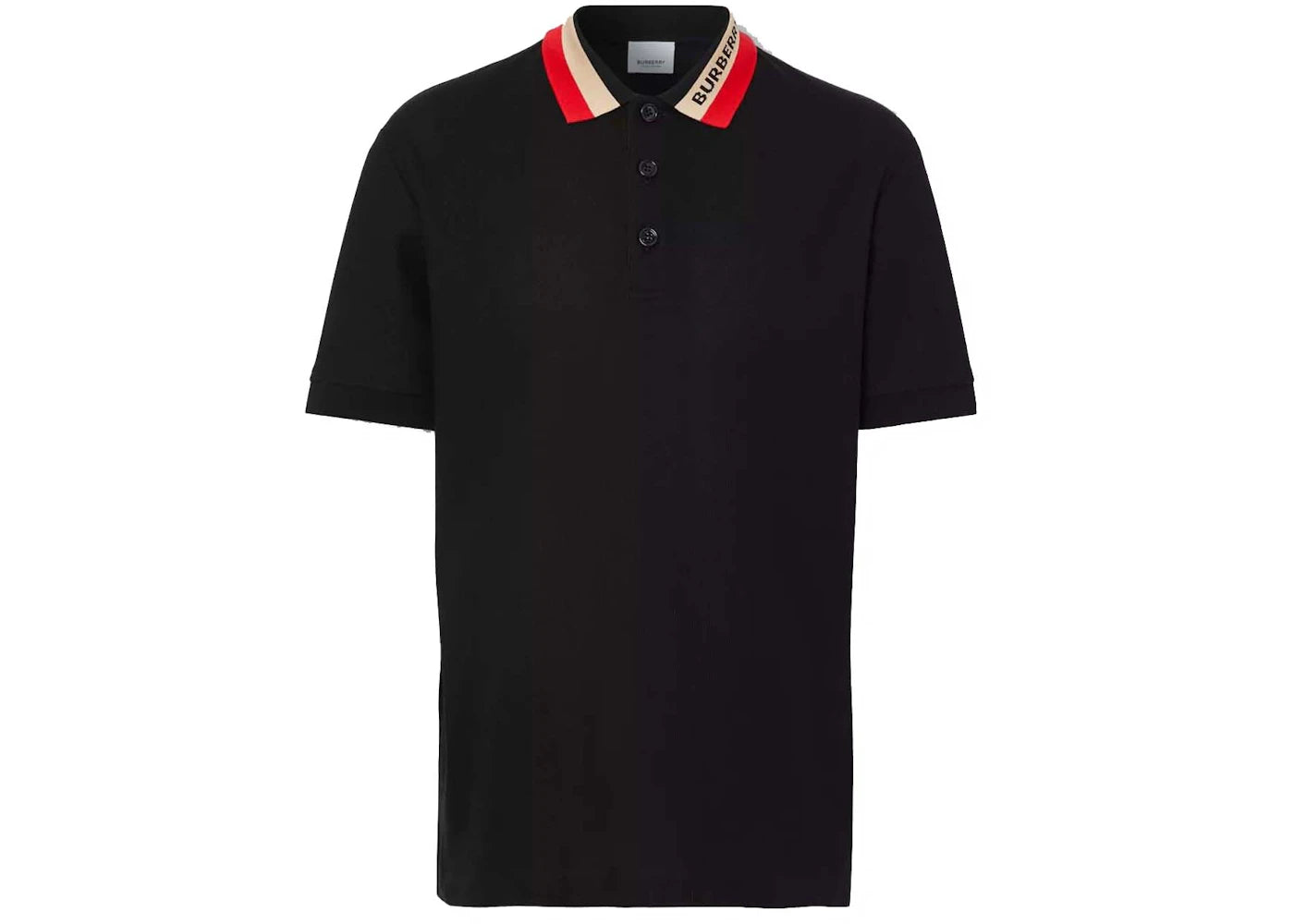 Burberry Logo Detail Cotton Piqué Polo Shirt Black -1