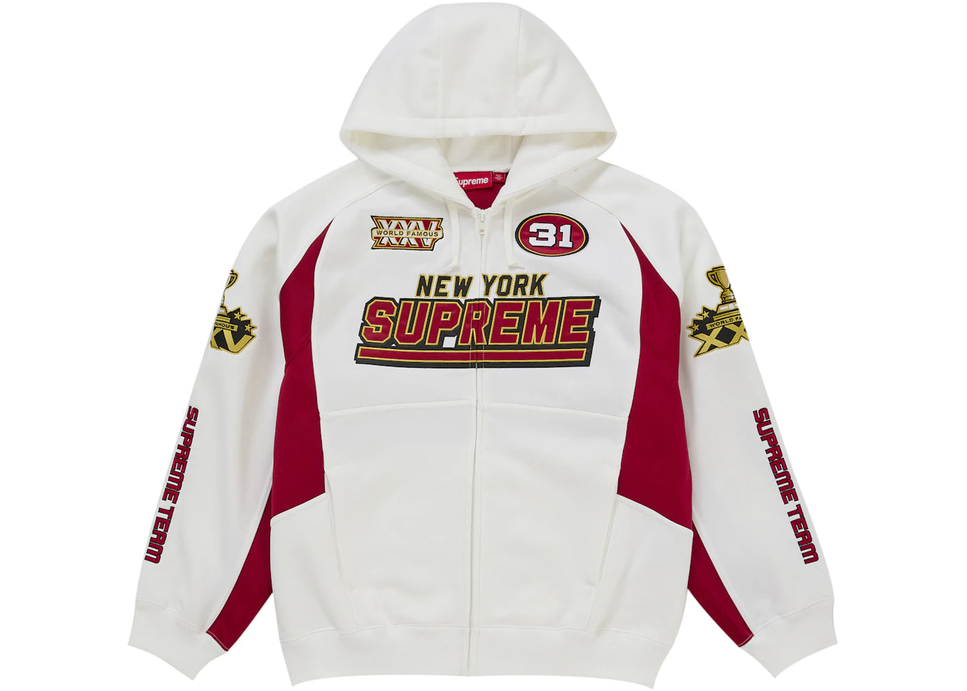 Supreme Football Zip Up Hooded Sweatshirt (FW25) White -1