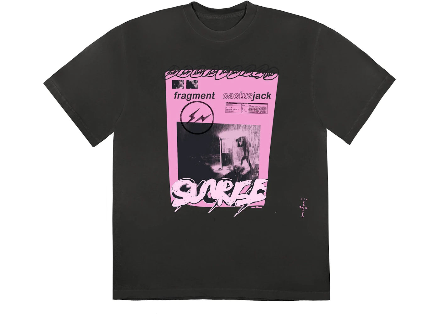 Travis Scott Cactus Jack For Fragment Pink Sunrise T-shirt Washed Black -1