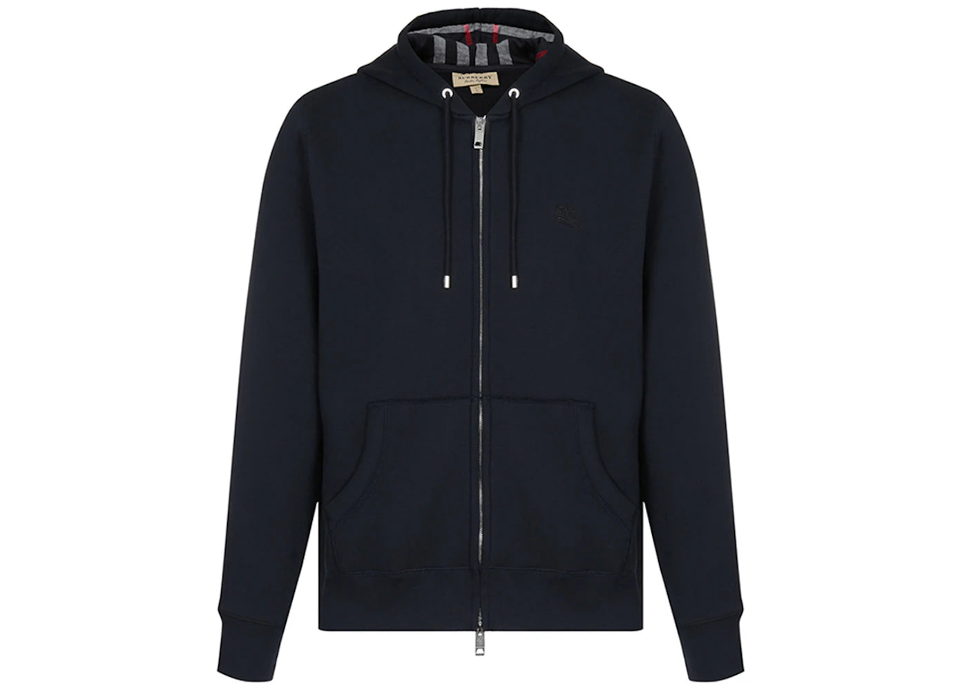 Burberry Clarendon Check Hood Zip Up Hoodie Navy -1
