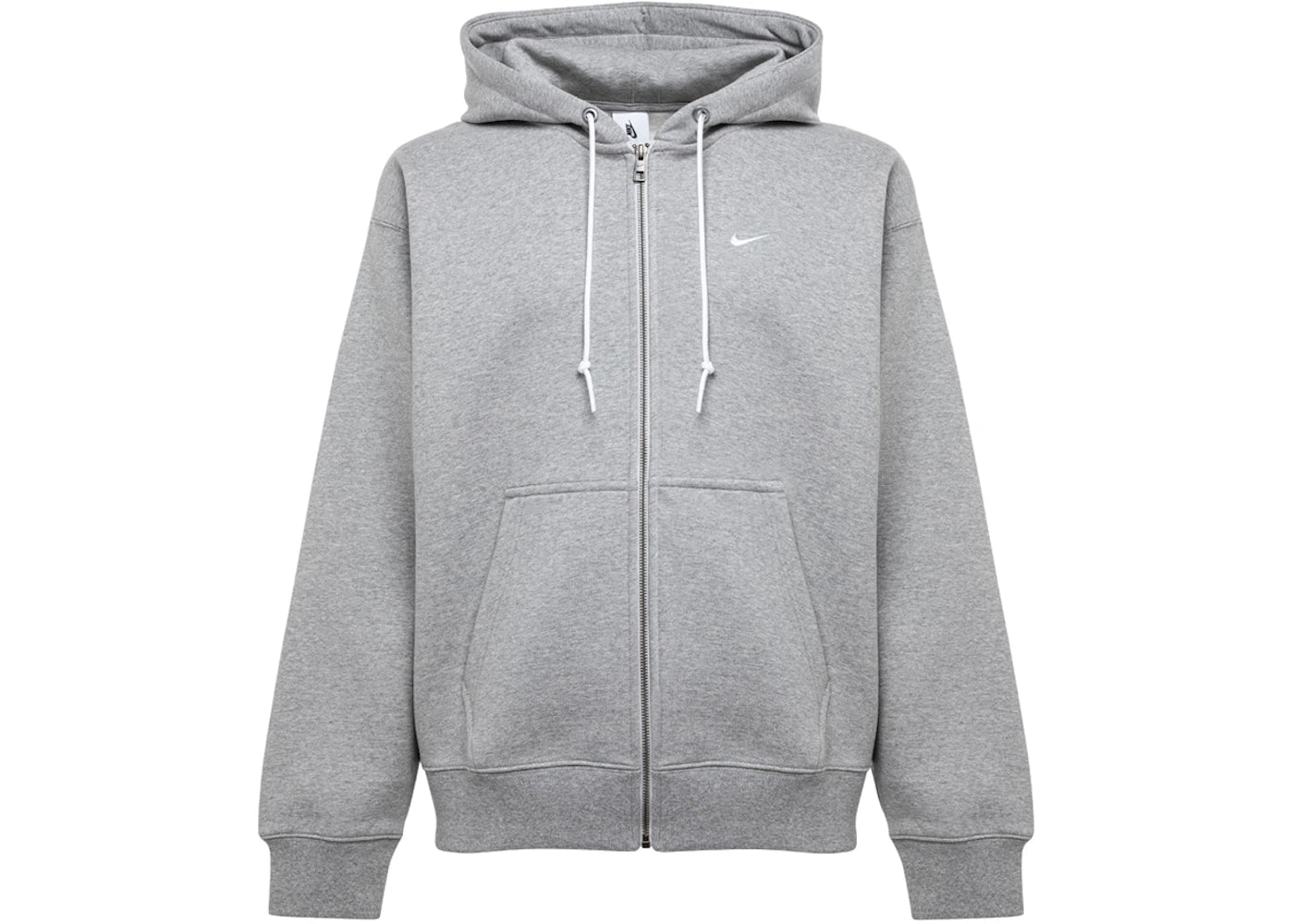 Nike Solo Swoosh Full Zip Hoodie Dark Grey Heather/White -1