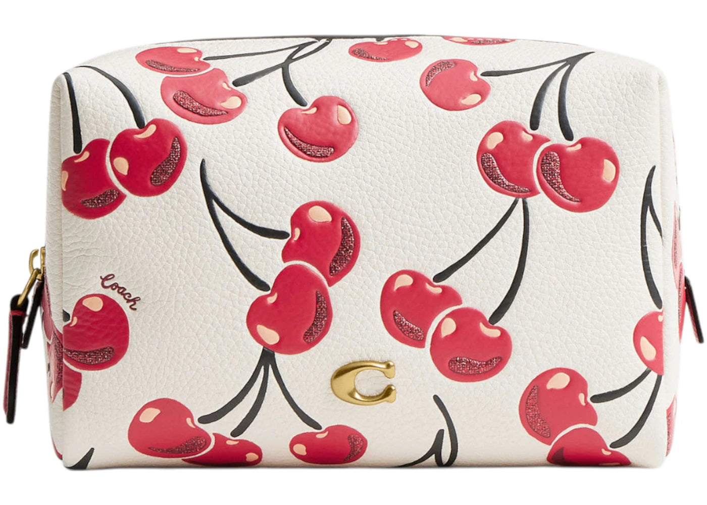 Coach Essential Cosmetic Pouch Cherry Print Brass/Chalk Multi -1