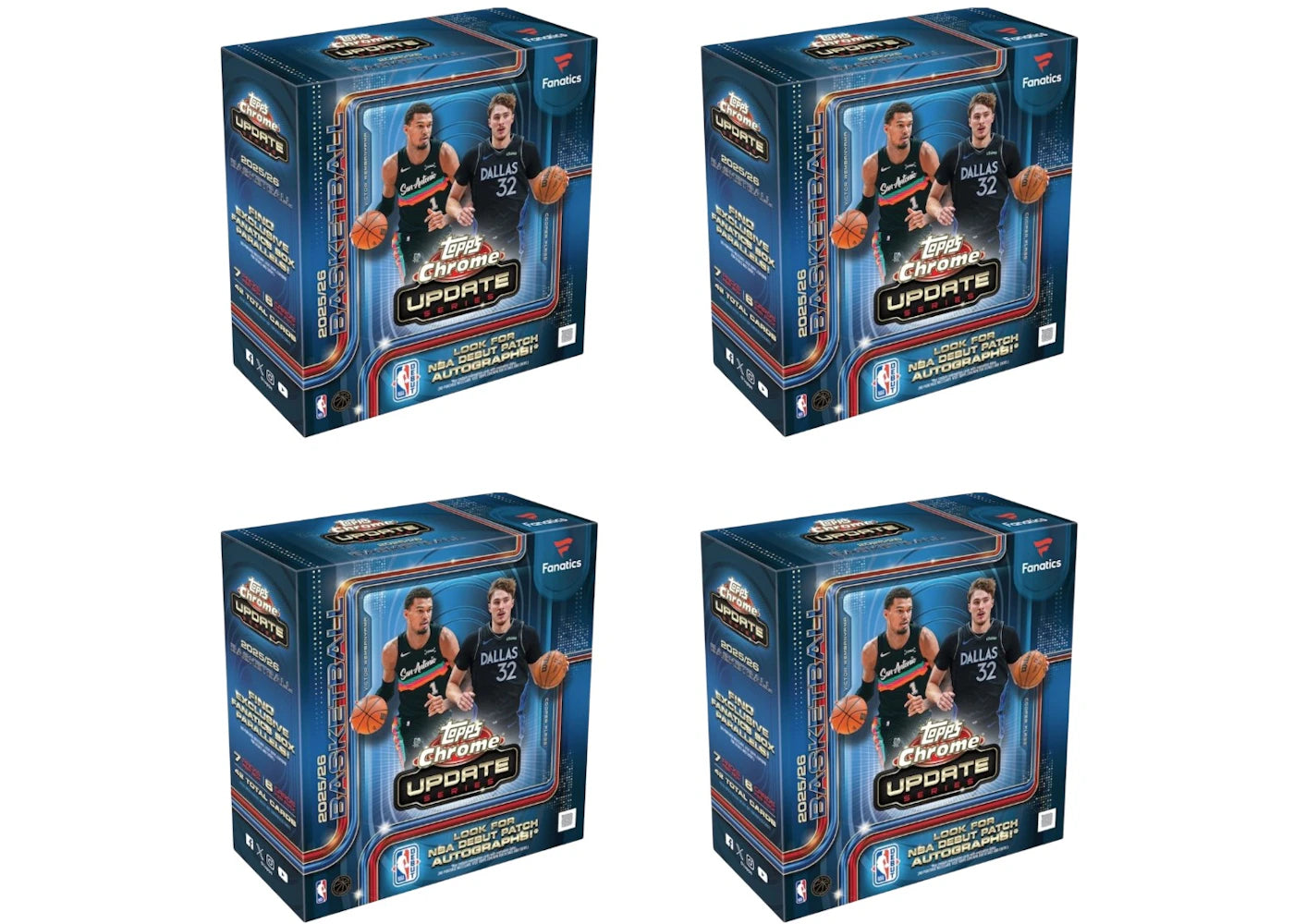 2025-26 Topps Chrome Updates Basketball Mega Box (Fanatics Exclusive) 4x Lot -1