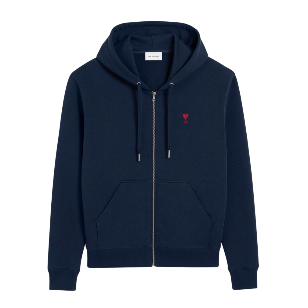 Hoodie Zippe Ami De Coeur Rouge Bleu en Coton -1