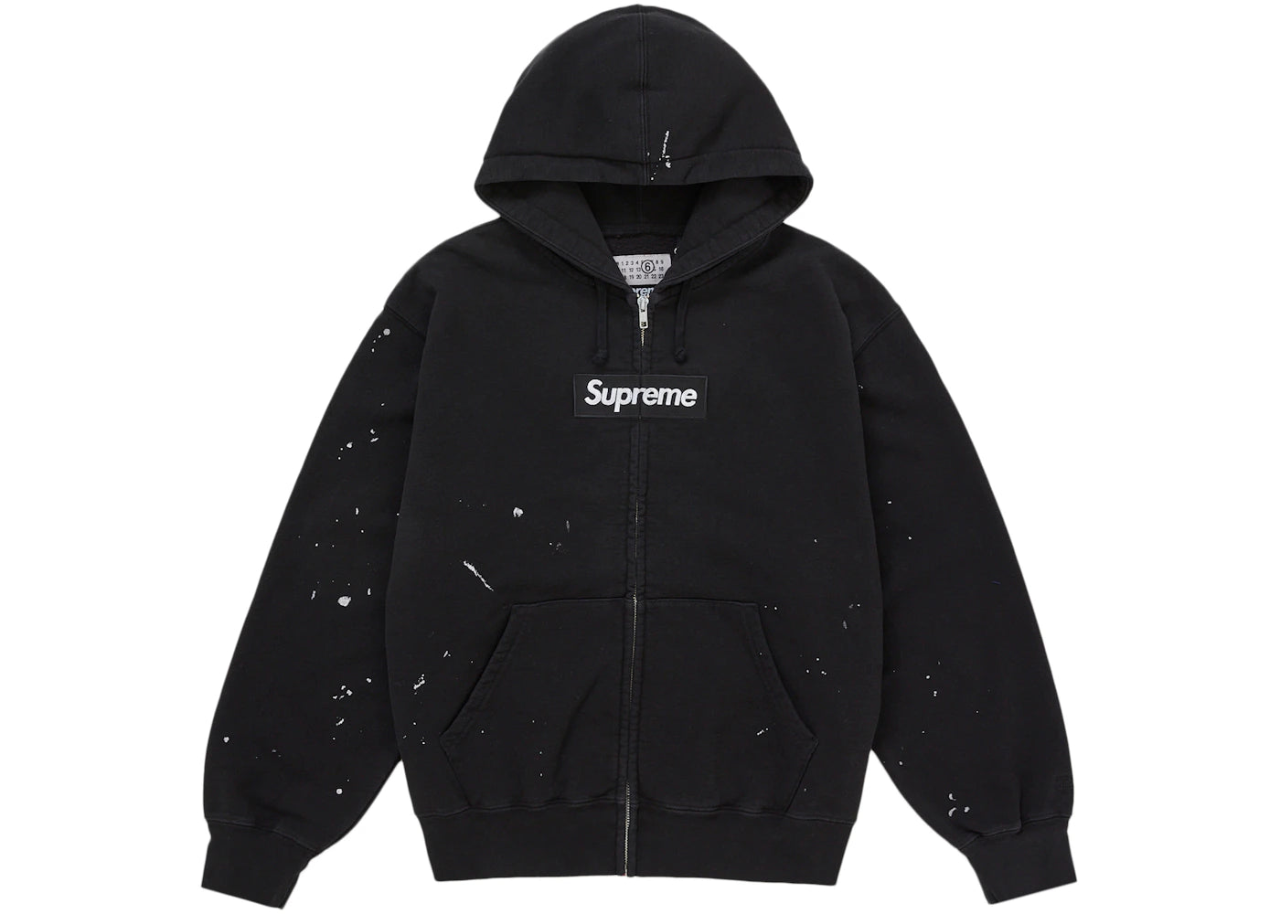Supreme MM6 Maison Margiela Box Logo Zip Up Hooded Sweatshirt Black -1
